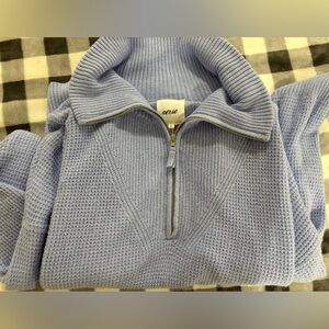 NWT Aerie Light Blue Quarter Zip Sweater